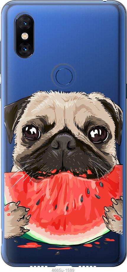 

Чехол на Xiaomi Mi Mix 3 Мопс и арбуз