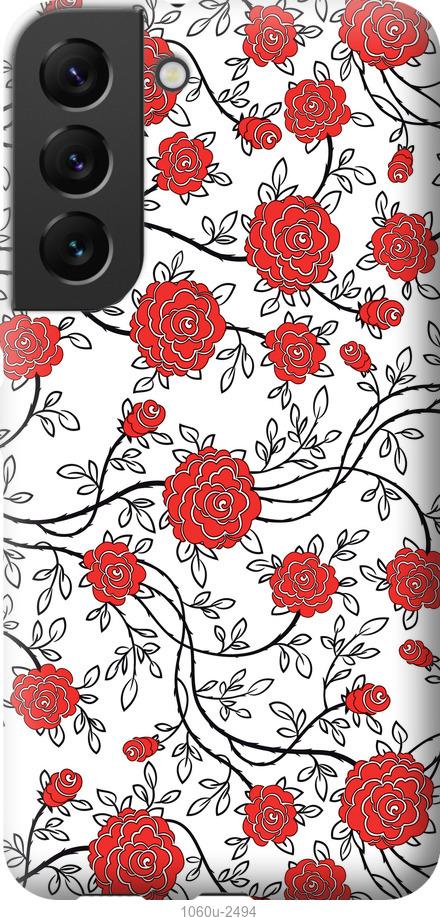 Чохол на Samsung Galaxy S22 Червоні троянди на білому тлі