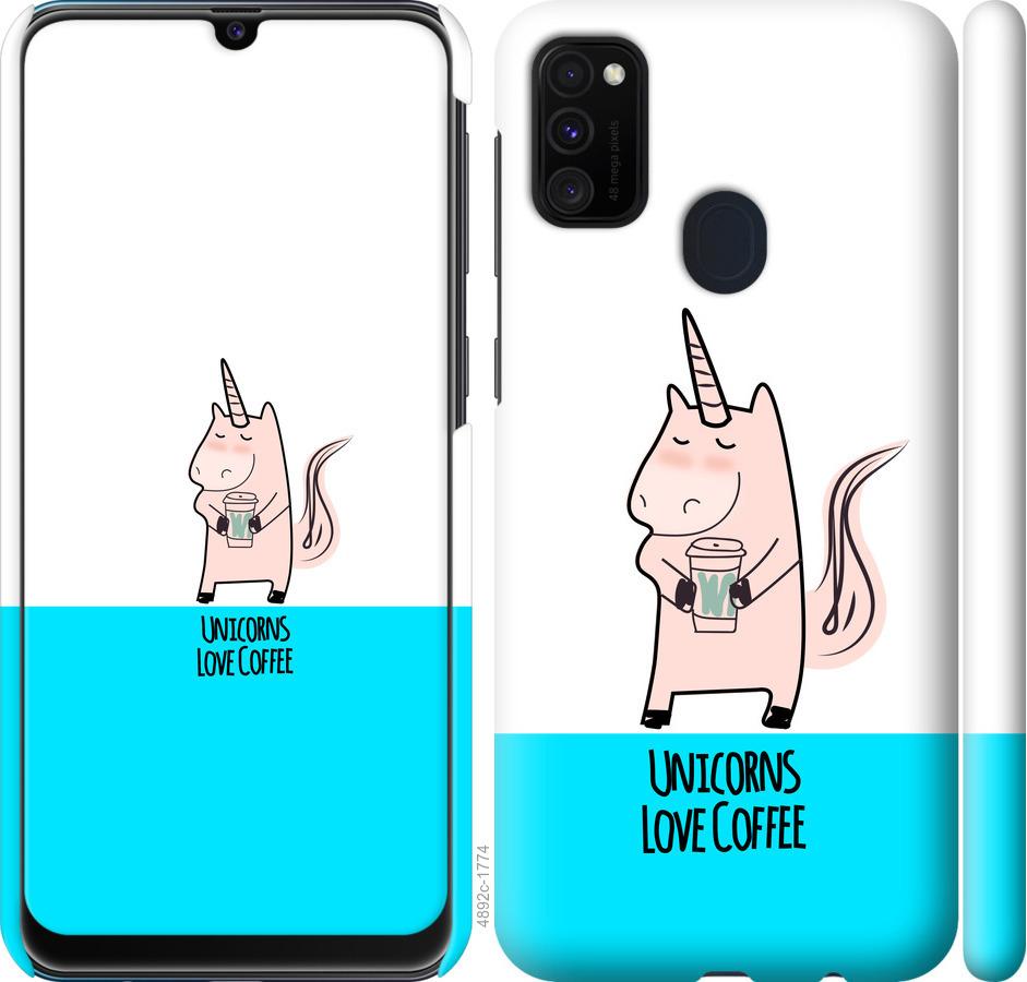 

Чохол на Samsung Galaxy M21 M215F Єдиноріжок з кавою