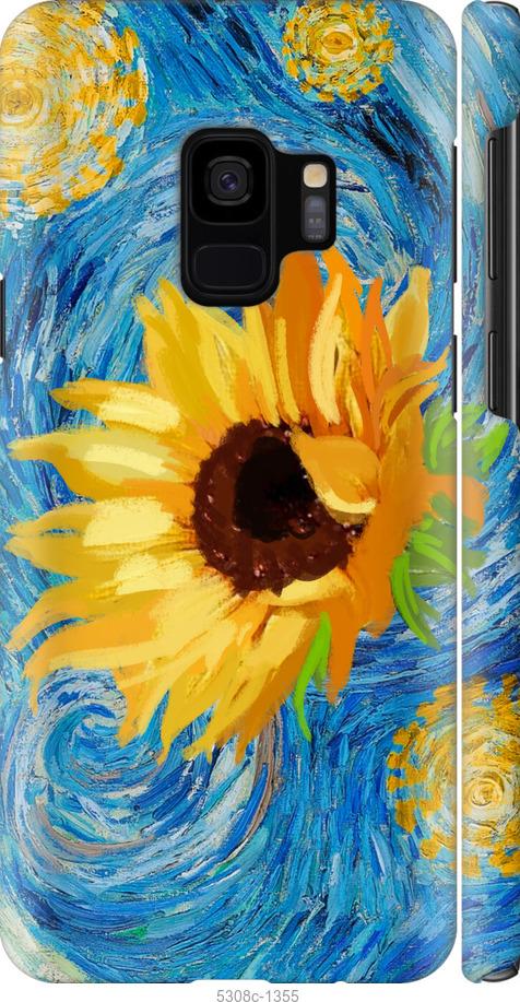 Чехол на Samsung Galaxy S9 Цветы желто-голубые