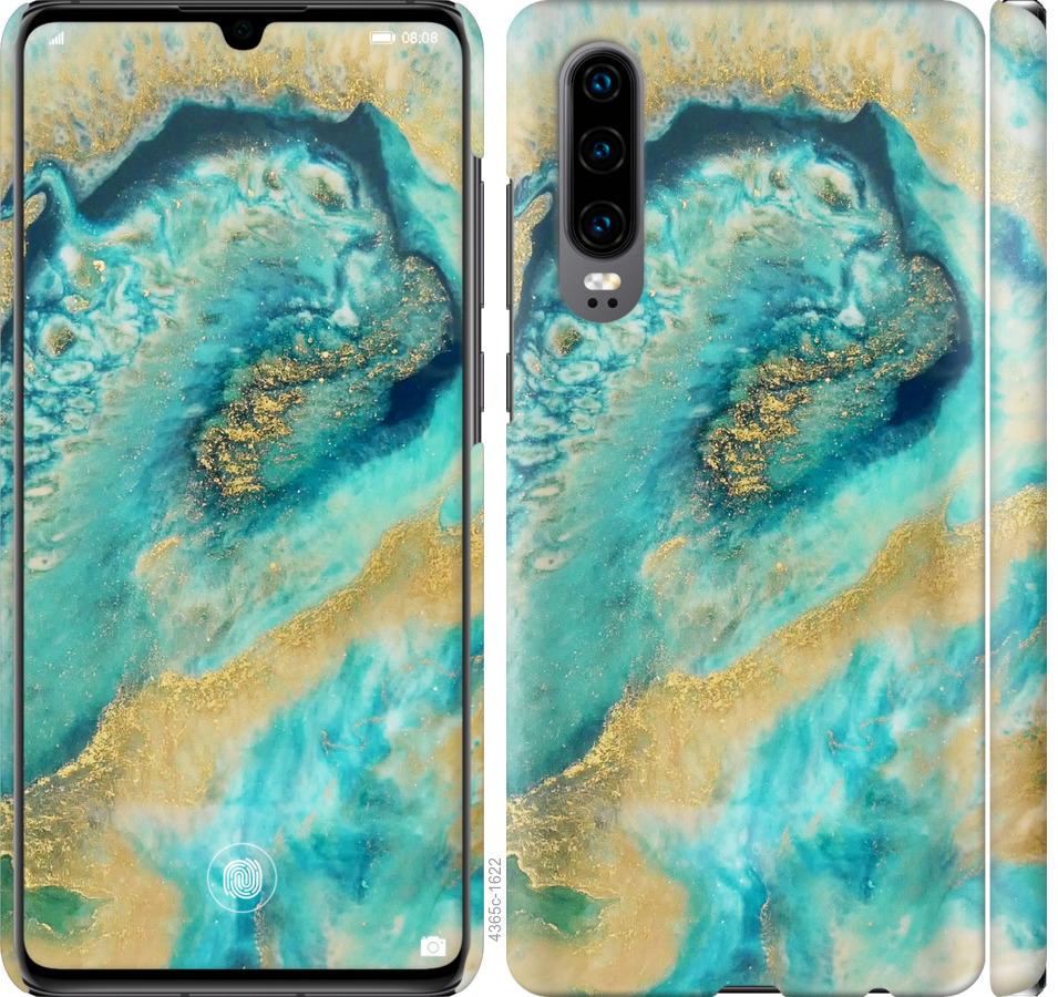 

Чехол на Huawei P30 Green marble