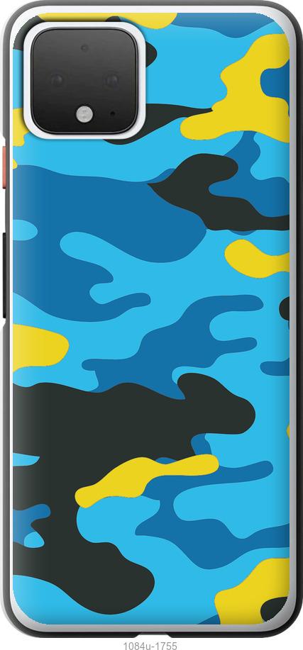 

Чехол на Google Pixel 4 Желто-голубой камуфляж