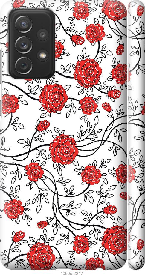 Чехол на Samsung Galaxy A72 A725F Красные розы на белом фоне