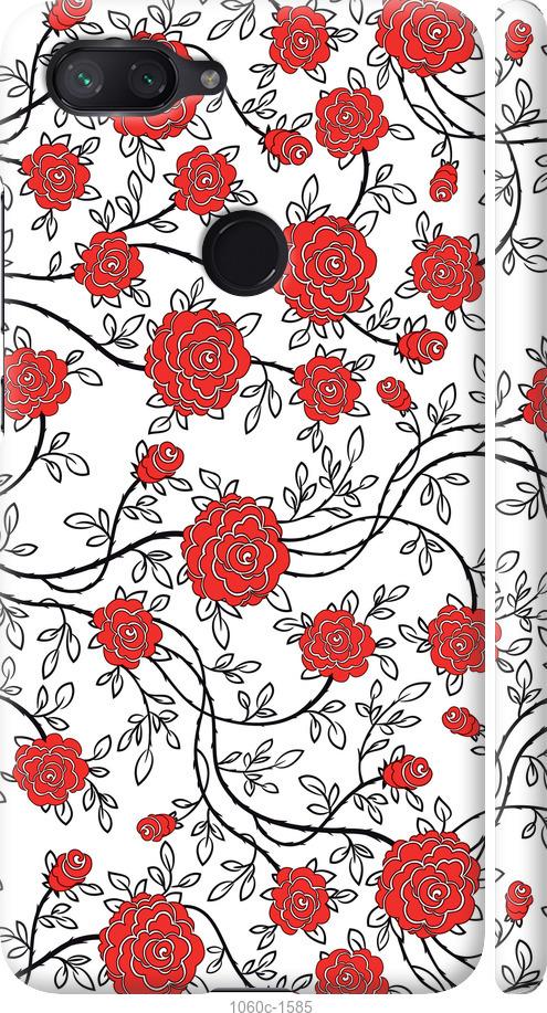 

Чехол на Xiaomi Mi 8 Lite Красные розы на белом фоне