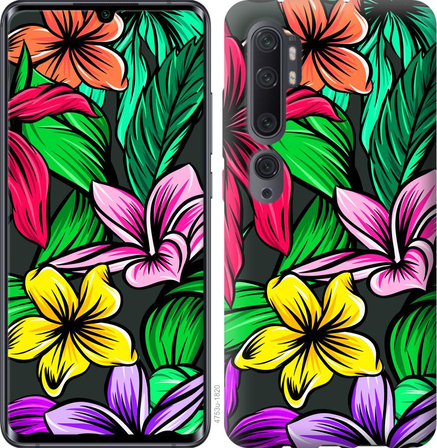 Чехол на Xiaomi Mi Note 10 Lite Тропические цветы 1