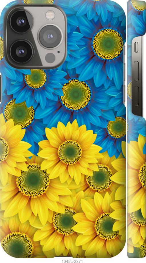Чехол на iPhone 13 Pro Max Жёлто-голубые цветы