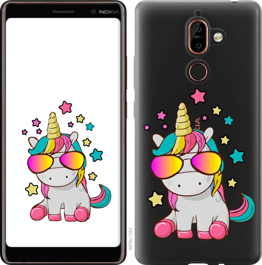 

Чехол на Nokia 7 Plus Единорог в очках