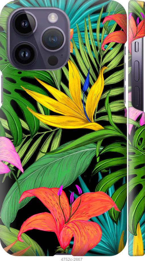 Чехол на iPhone 14 Pro Max Тропические листья 1