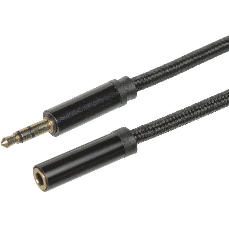 

AUX подовжувач тканина метал 2 pin 1.5м (Чорний)
