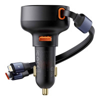 АЗУ Baseus Enjoyment Pro Car Charger C + Retractable Type-C and Lightning 60W (C00057802111-0)