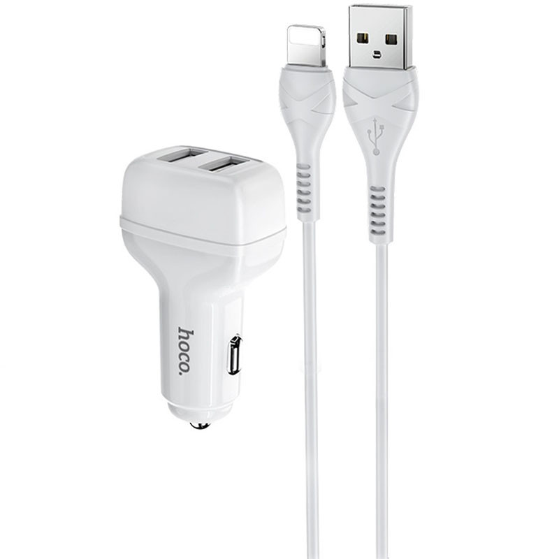 

АЗП Hoco Z36 (2USB / 2.4A) + lightningдля Зарядные устройства (Білий)