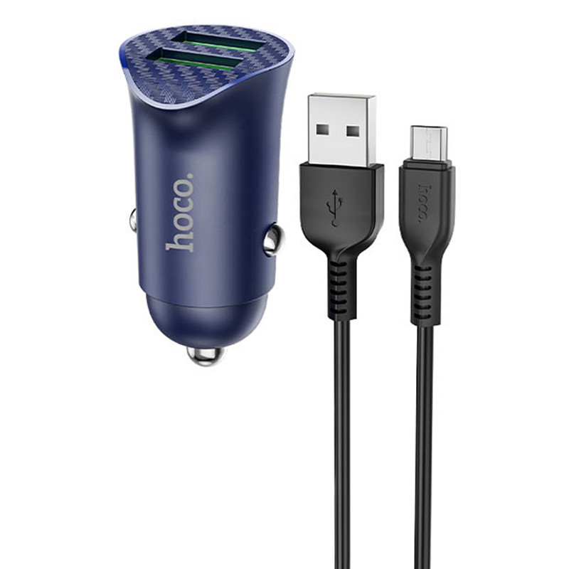 

АЗП Hoco Z39 QC3.0 (2USB) + MicroUSB (Синій)