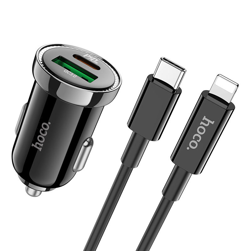 

АЗП Hoco Z44 Leading PD+QC3.0 (1USB/3A) +Type-C to Lightning (Чорний)