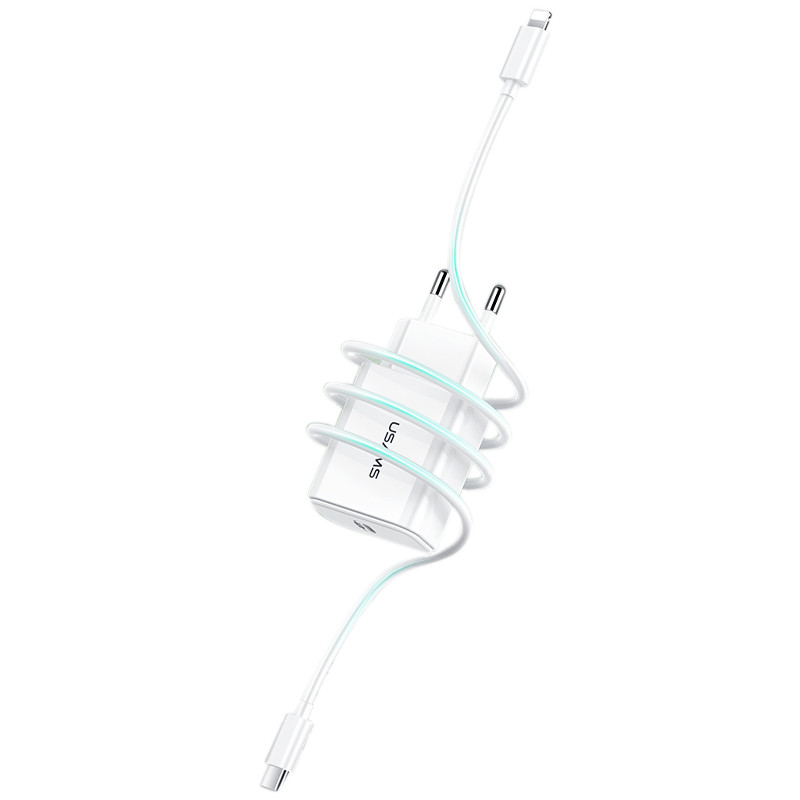 

СЗУ USAMS T14 PD Fast Travel Charger+Type-C to Lightning Fast Charging Cable Белый (123681)
