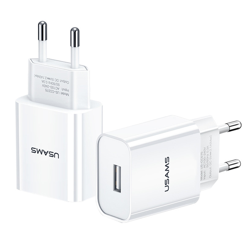 

СЗУ USAMS US-CC075 T18 Single USB Travel Charger (EU) Белый (123708)