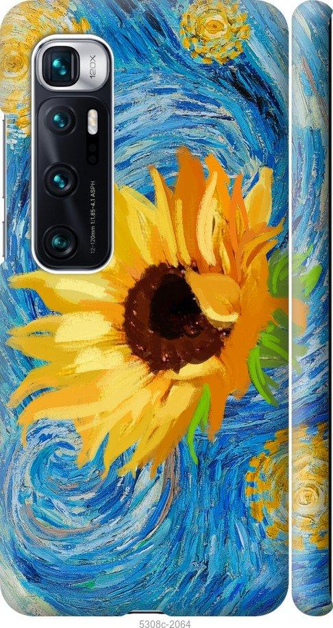 Чехол на Xiaomi Mi 10 Ultra Цветы желто-голубые