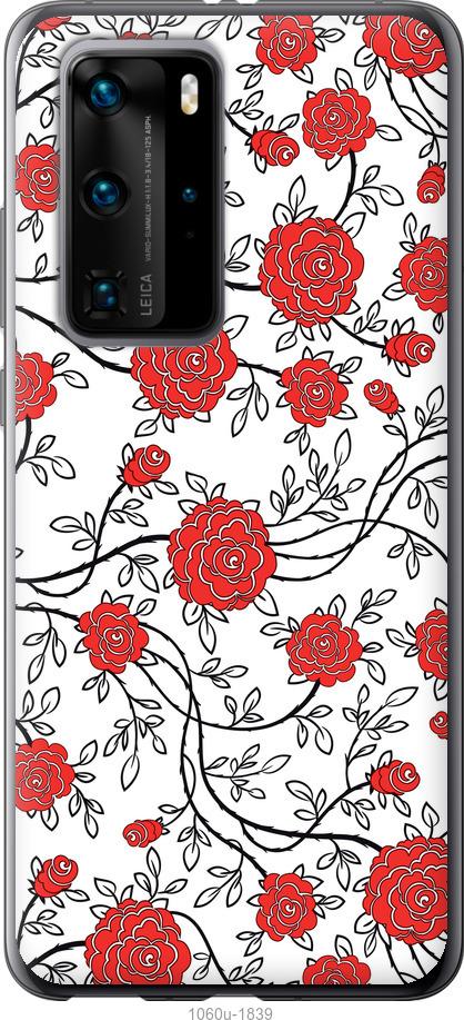 

Чохол на Huawei P40 Pro Червоні троянди на білому тлі