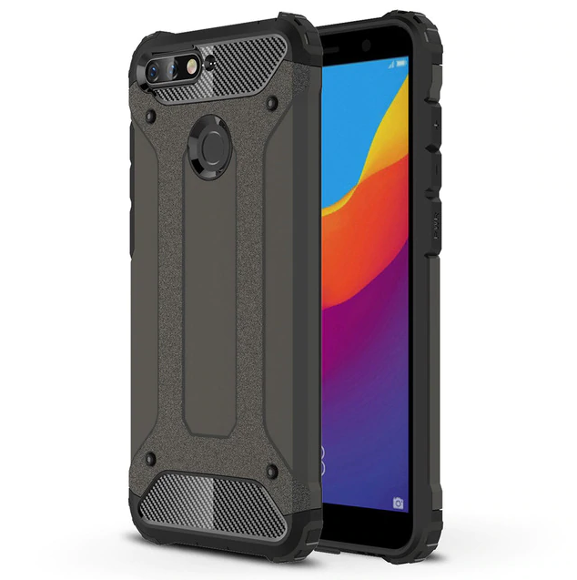 

Бронированный противоударный TPU+PC чехол Immortal для Huawei Y7 (2018) Металл / Gun Metal (89288)