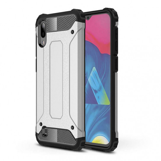 

Бронированный противоударный TPU+PC чехол Immortal для Samsung Galaxy M10 Серебряный (100060)