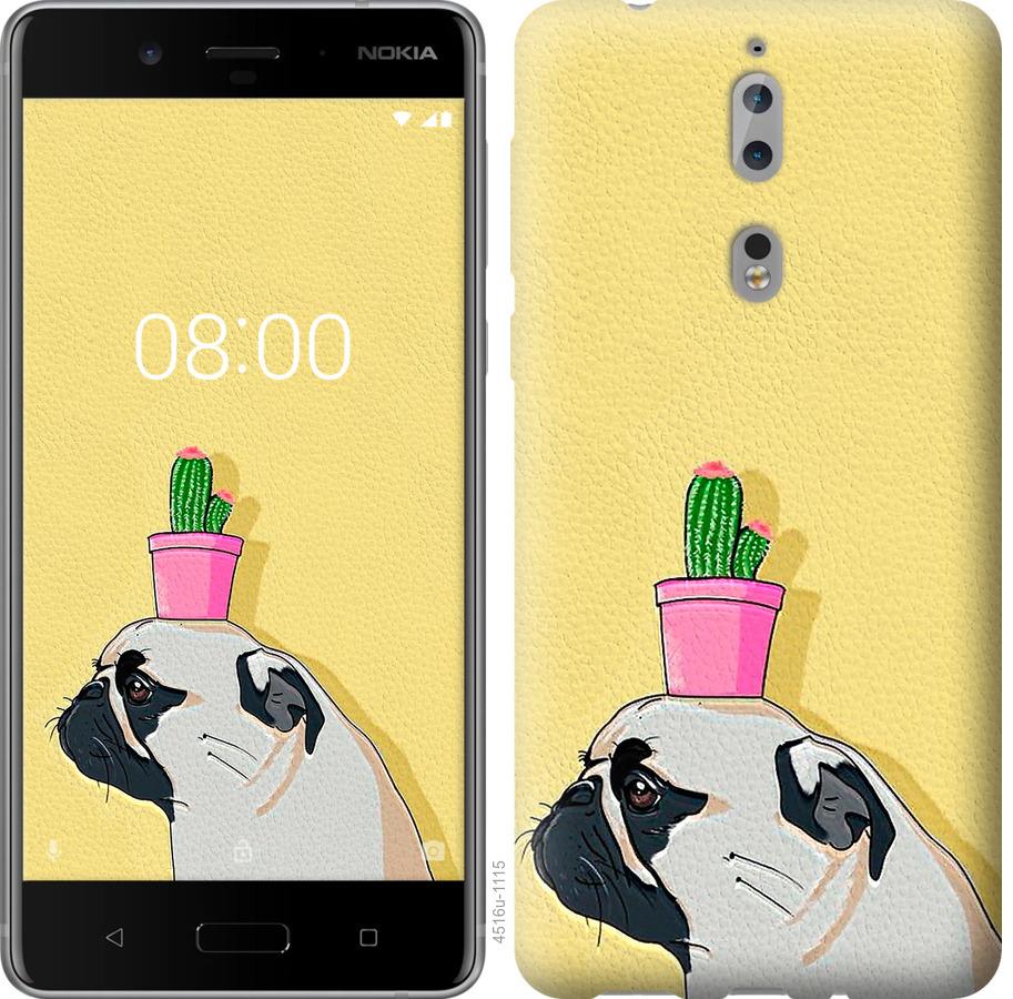 

Чохол на Nokia 8 Мопс з кактусом