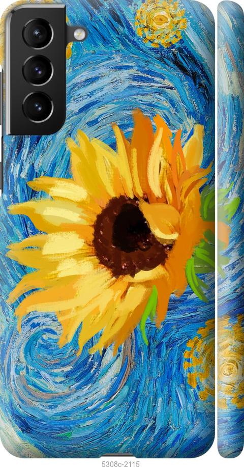 Чехол на Samsung Galaxy S21 Plus Цветы желто-голубые