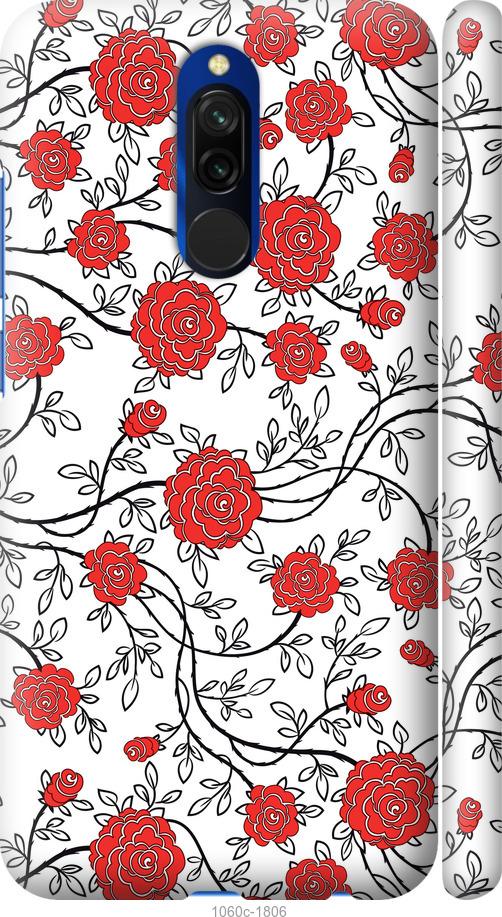 

Чохол на Xiaomi Redmi 8 Червоні троянди на білому тлі