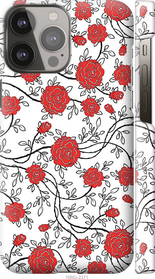 Чехол на iPhone 13 Pro Max Красные розы на белом фоне