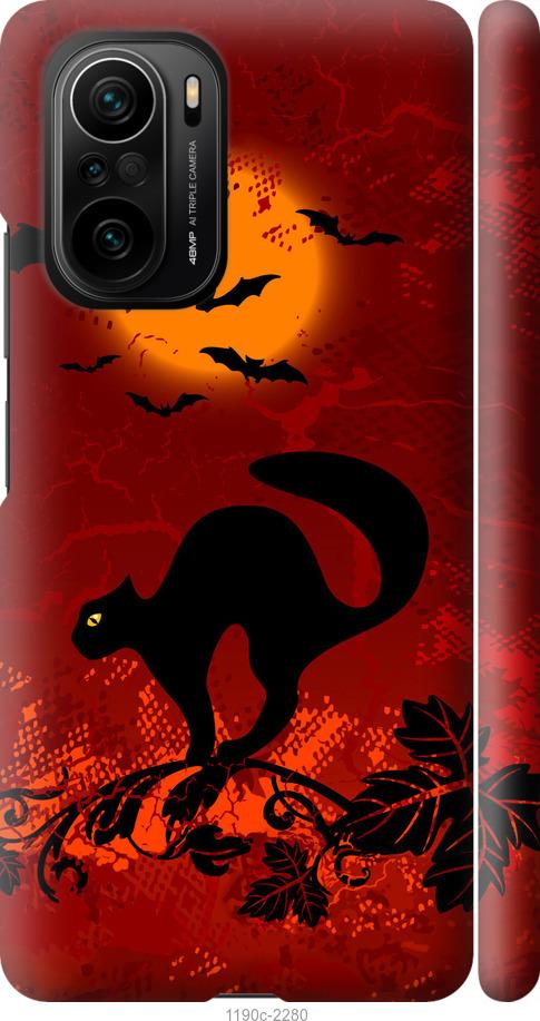 

Чехол на Xiaomi Poco F3 Чёрная кошка под луной