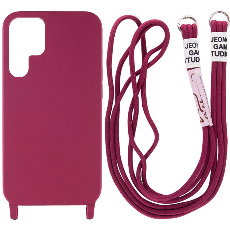 

Чохол Cord case з довгим кольоровим ремінцем для Samsung Galaxy S22 Ultra (Червоний / Rose Red)