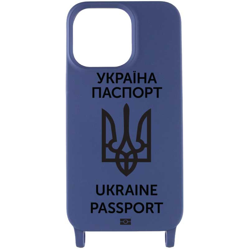 

Чехол Cord case Ukrainian style c длинным цветным ремешком для Apple iPhone 13 (6.1") Темно-синий / Midnight blue (231239)