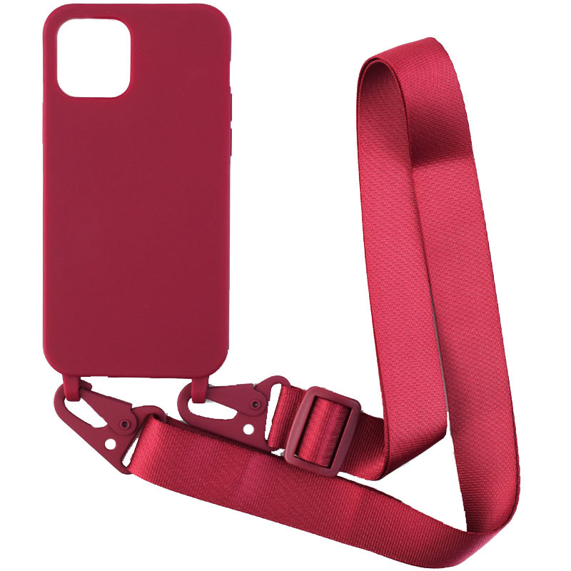 

Чохол Crossbody з довгим кольоровим ремінцем для Apple iPhone 11 Pro (5.8") (Бордовий)