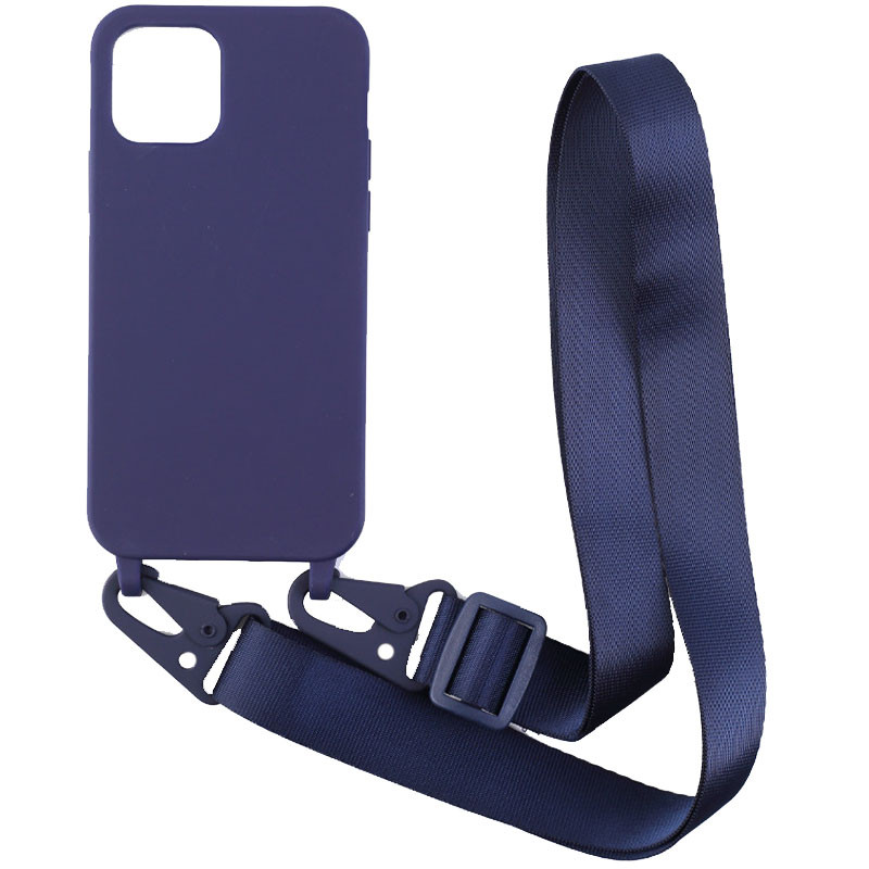 

Чохол Crossbody з довгим кольоровим ремінцем для Apple iPhone 12 (Синій)
