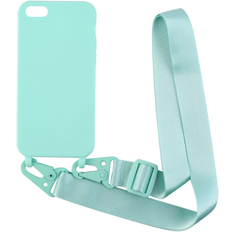

Чехол Crossbody с длинным цветным ремешком для Apple iPhone 6/6s/7/8/SE (2020) (4.7") Бирюзовый (192651)