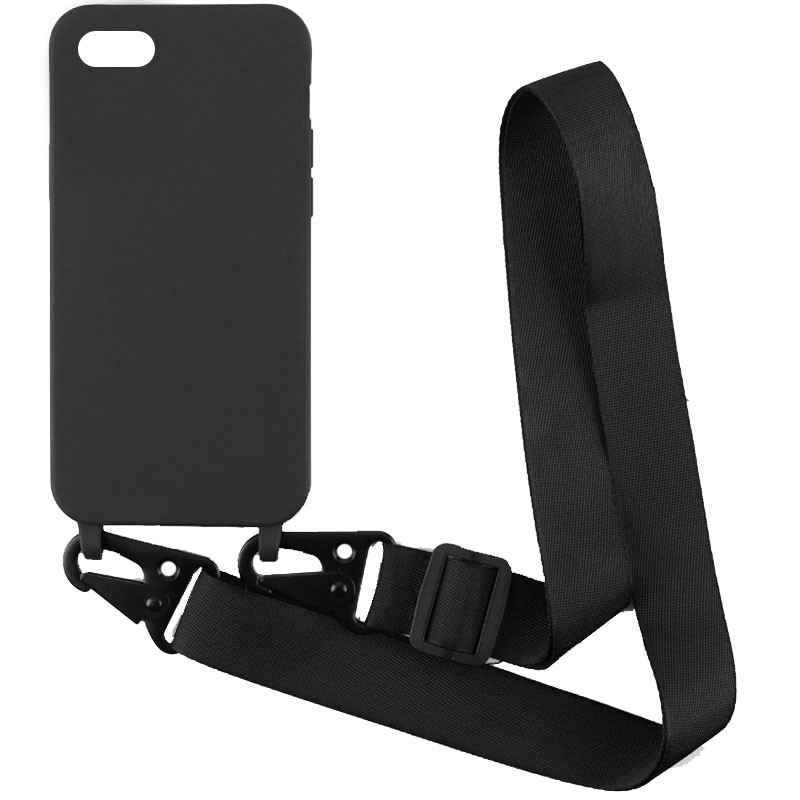 

Чехол Crossbody с длинным цветным ремешком для Apple iPhone 6/6s/7/8/SE (2020) (4.7") Черный (192657)