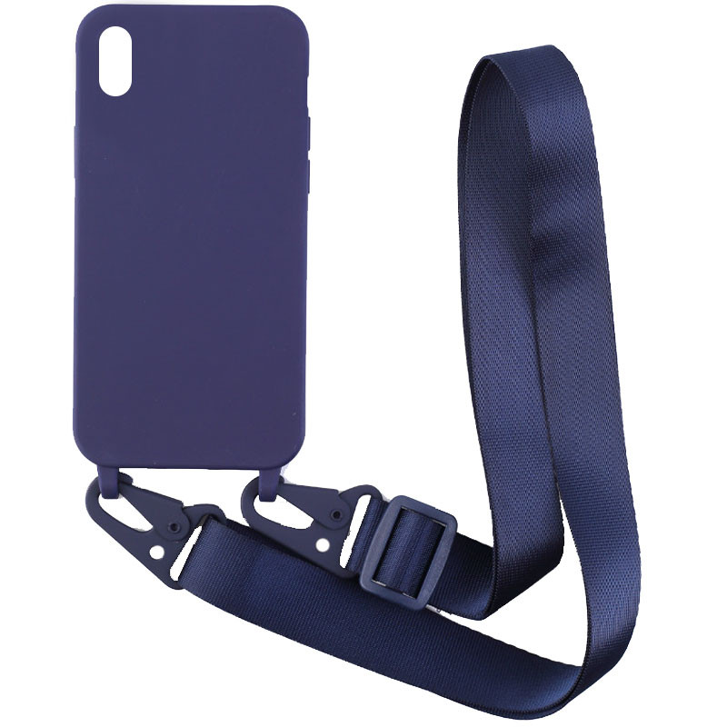 

Чохол Crossbody з довгим кольоровим ремінцем для Apple iPhone X (5.8") (Синій)