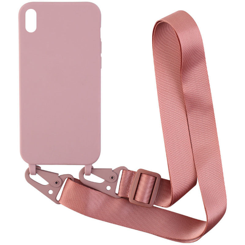 

Чохол Crossbody з довгим кольоровим ремінцем для Apple iPhone XR (6.1") (Пудра)