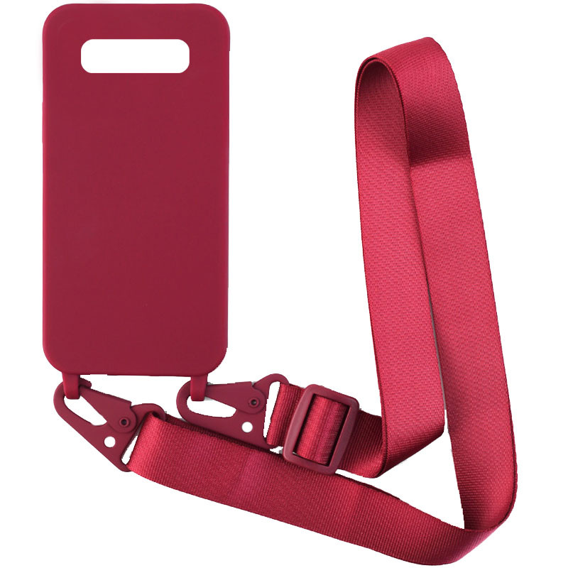 

Чохол Crossbody з довгим кольоровим ремінцем для Samsung Galaxy S10 (Бордовий)