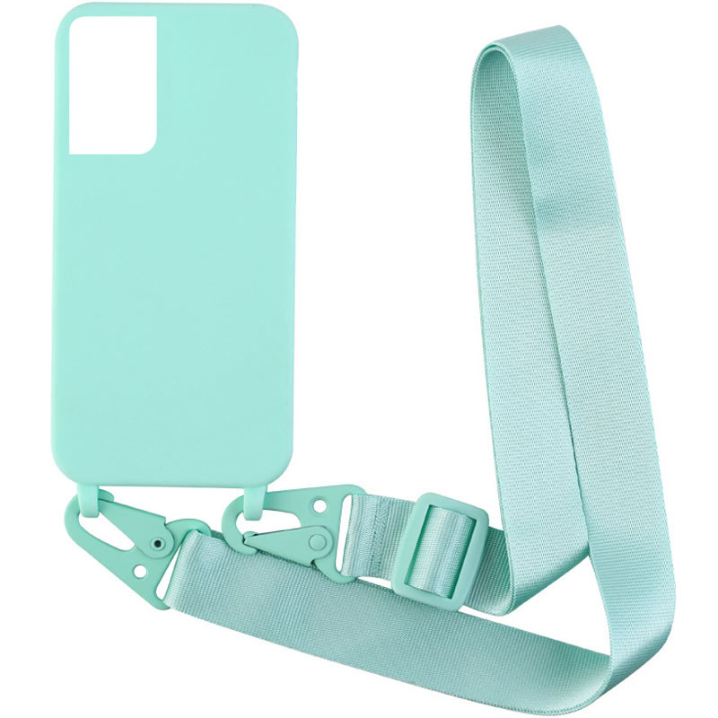 

Чехол Crossbody с длинным цветным ремешком для Samsung Galaxy S21 Ultra Бирюзовый (192803)