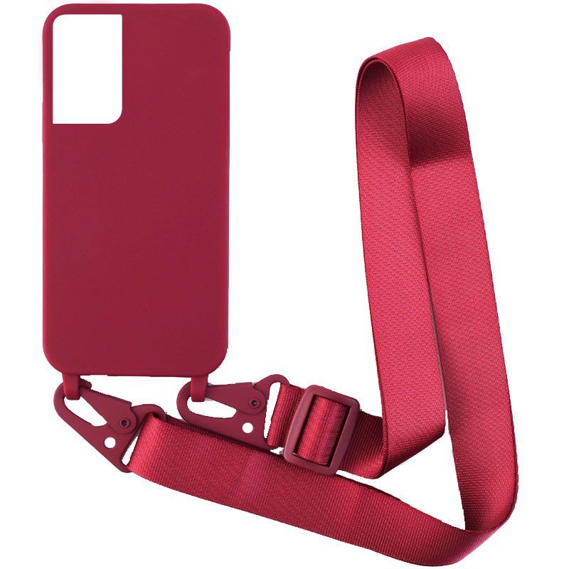 

Чехол Crossbody с длинным цветным ремешком для Samsung Galaxy S21 Ultra Бордовый (192805)