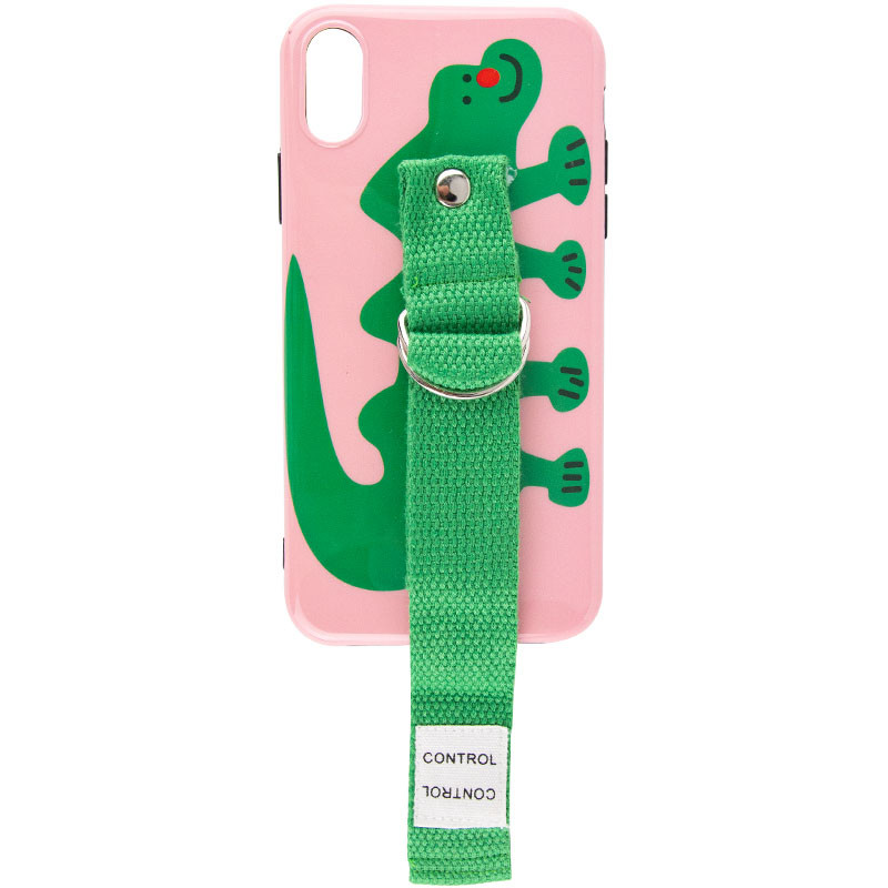 

Чохол Funny Holder з кольоровим ремінцем для Apple iPhone X (5.8") (Рожевий / зелений)