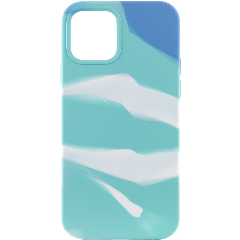 

Чохол Silicone case full Aquarelle для Apple iPhone 13 (6.1") (Бірюзовий -білий)