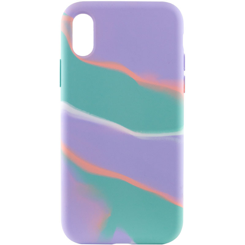 

Чехол Silicone case full Aquarelle для Apple iPhone X / XS (5.8") Бирюзово-сиреневый (215195)