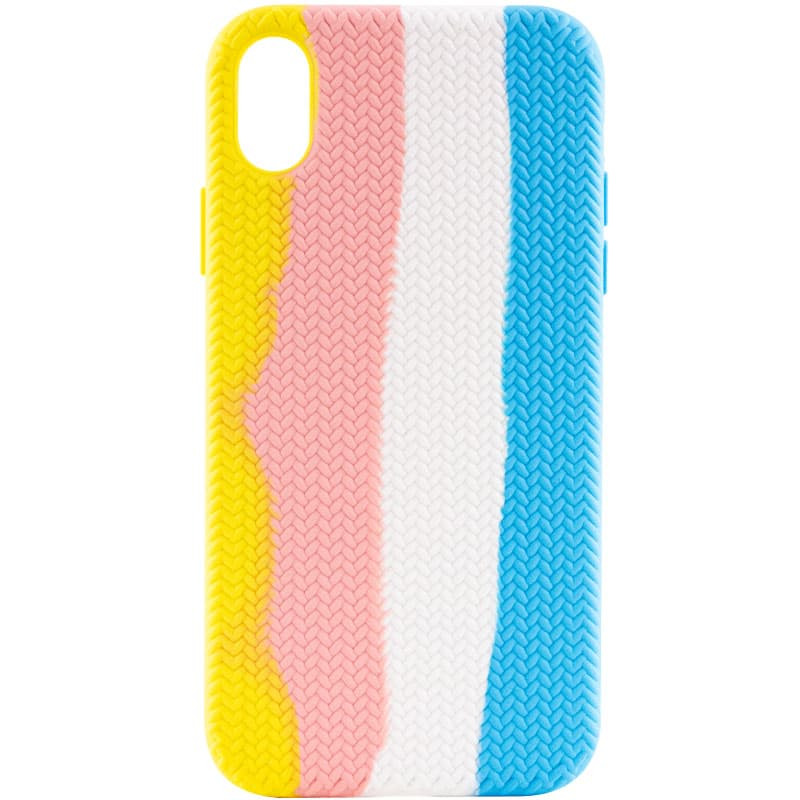 

Чехол Silicone case Full Braided для Apple iPhone XR (6.1") Желтый / Голубой (193996)