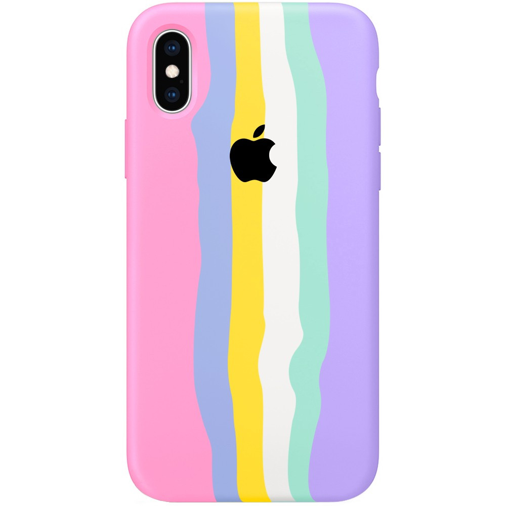 

Чохол Silicone case Full Rainbow для Apple iPhone XS Max (6.5") (Рожевий / бузковий)