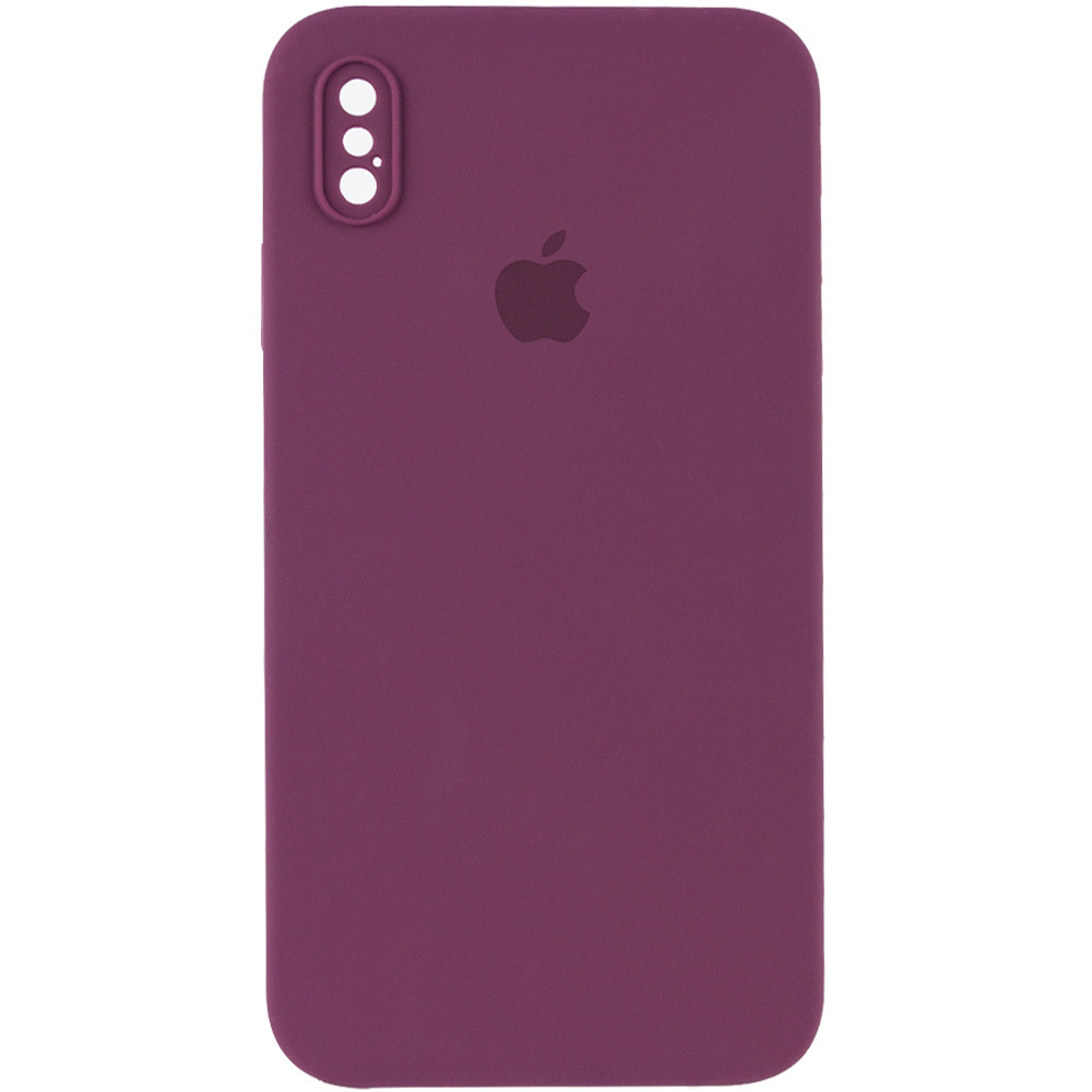 

Чохол Silicone Case Square Full Camera Protective (AA) для Apple iPhone X (5.8'') (Бордовий / Maroon)