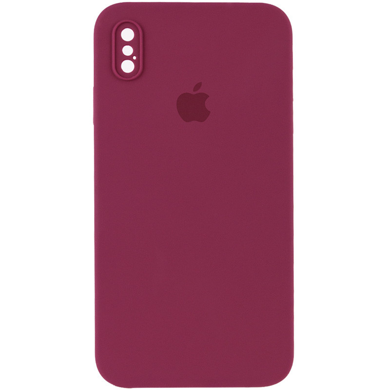 

Чохол Silicone Case Square Full Camera Protective (AA) для Apple iPhone X (5.8'') (Бордовий / Plum)
