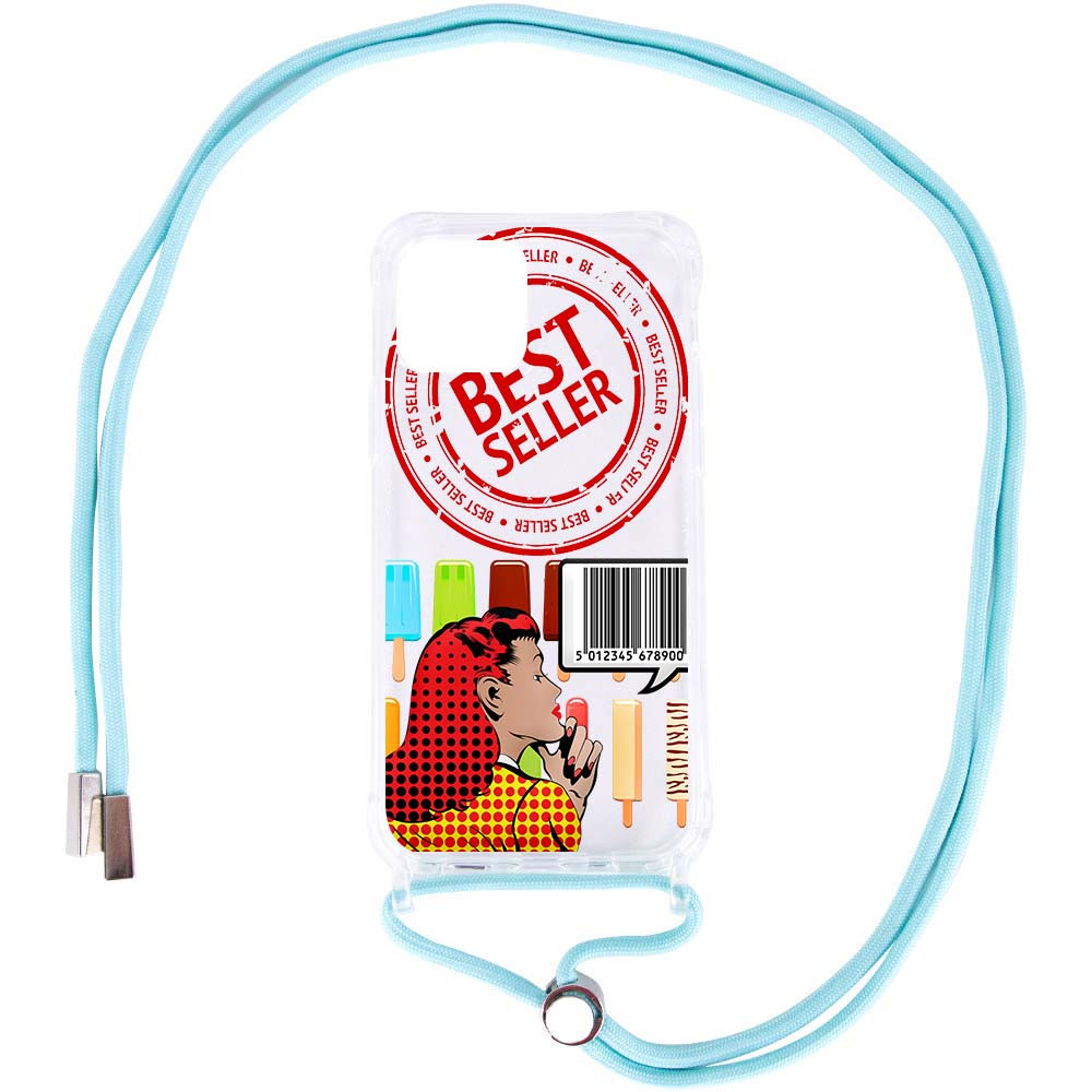 

Чехол TPU Crossbody Street Style для Apple iPhone 12 Pro / 12 (6.1") Ice cream / Бирюзовый (191343)