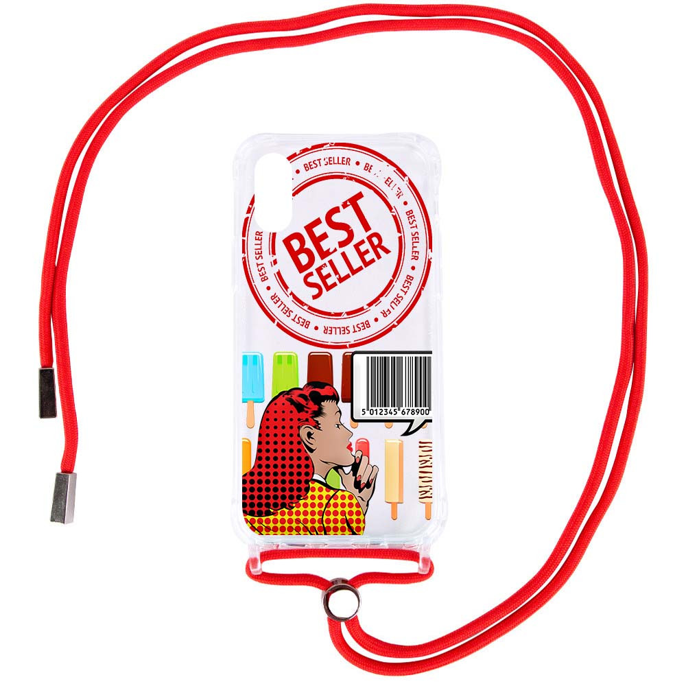 

Чохол TPU Crossbody Street Style для Apple iPhone X (5.8") (Ice cream / червоний)