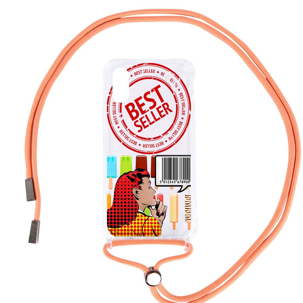 

Чехол TPU Crossbody Street Style для Apple iPhone XR (6.1") Ice cream / Персиковый (191393)