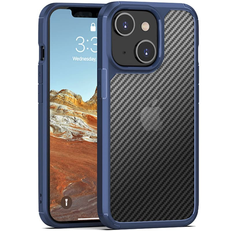 

Чохол TPU+PC Matte Carbon для Apple iPhone 13 (6.1") (Синій)